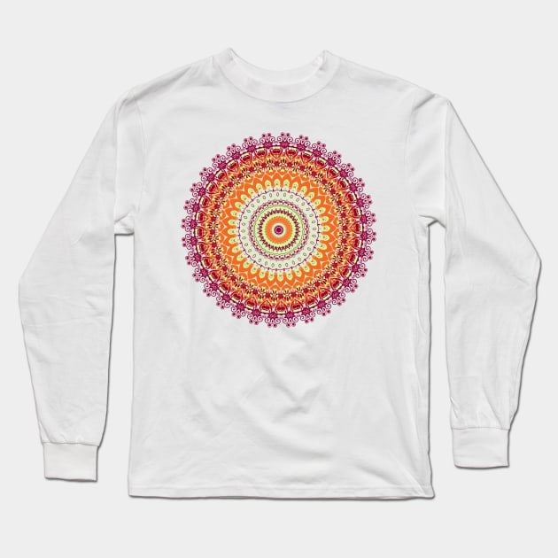 Orange Spice Mandala Long Sleeve T-Shirt by InspiraImage